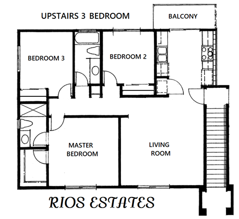 Floor plan for 3 beds, 2 baths, 1100 sqft